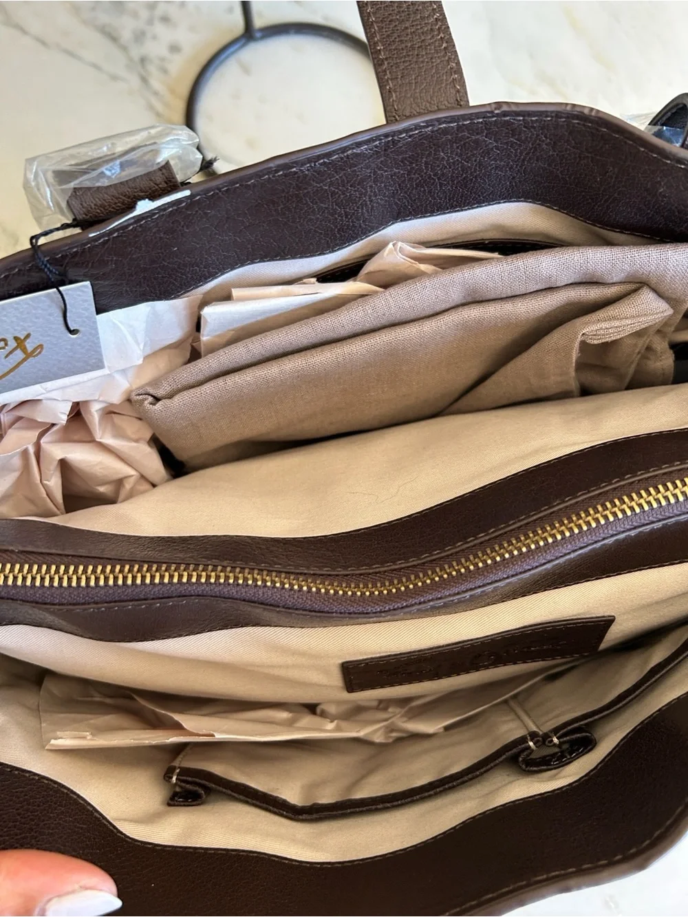 Foley + Corinna Dark‎ Brown Leather Top-Handle Satchel with Gold Hardware